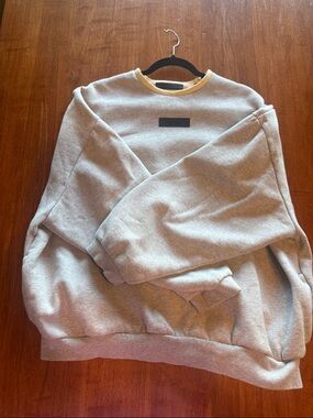 Essentials Men's Crewneck Sweatshirt in Light Gray with light yellow trim